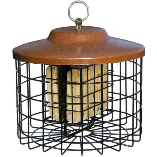 Outdoor Wild Bird Feeder Black Small Hanging with Metal Rainproof Squirrel-Proof Single Suet Cake Style for Outside O Bird Feeder Bird Feeder Squirrel Proof Squirrel Proof Bird Feeder Hanging Suet